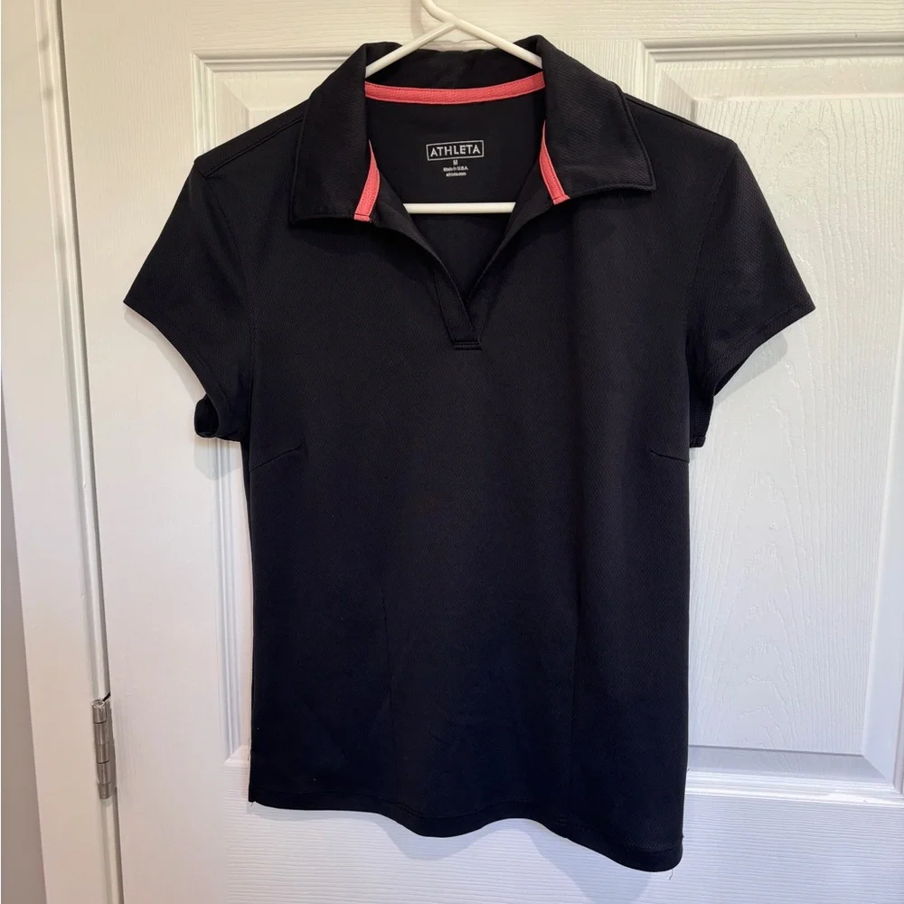 Athleta black collared top - Picture 1 of 7
